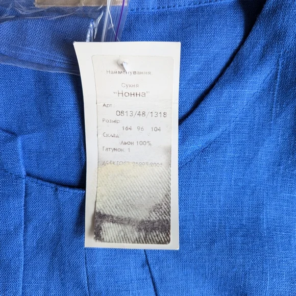 LINEN GALLERY Organic Style Dress Women's Blue Long Sleeve 100% Linen Size M NEW - Picture 4 of 9